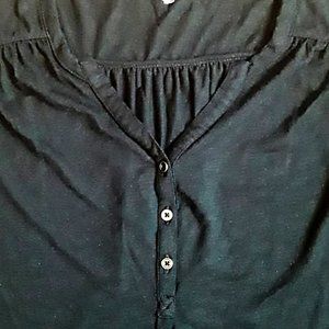 Collarless 3/4 Sleeve Blouse